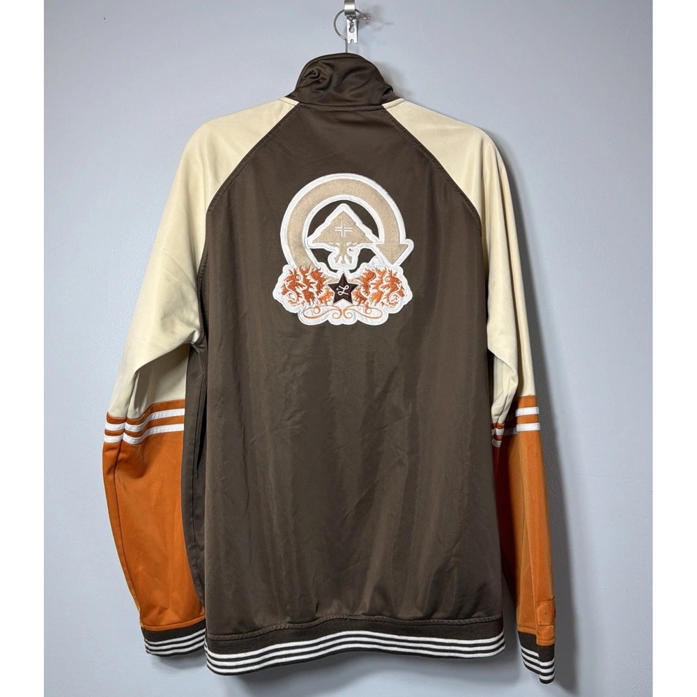 LRG Track Jacket Lion Heads Lifted Research Group Brown Men's Size Large Vintage